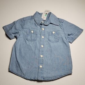 OshKosh B’gosh 2T Button-Up Chambray Shirt – 100% Cotton Light Blue Denim Look